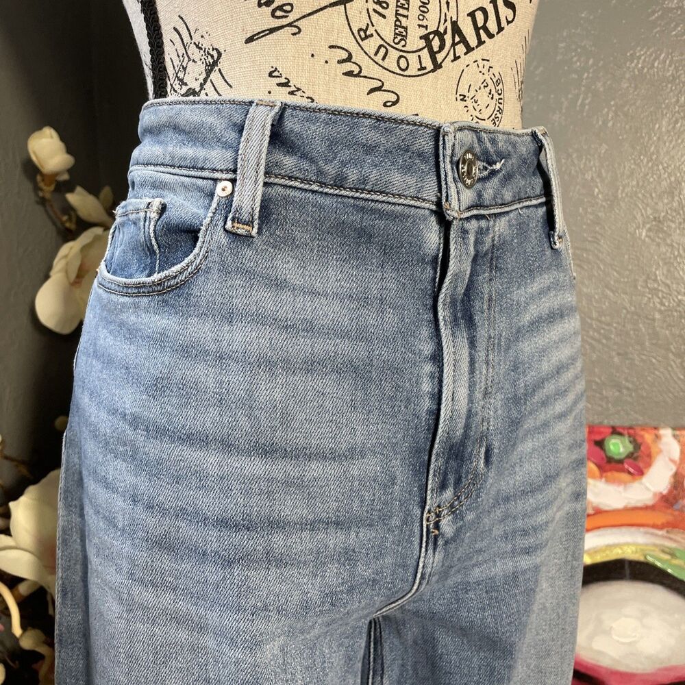 Paige Cindy Jeans Mel Destroyed Hem Ankle Straight Leg Womens Size 32, 28 Inseam - Picture 3 of 14